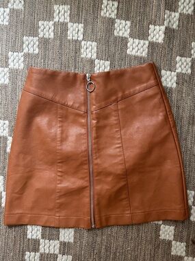 Fashion Nova Faux Leather Mini Skirt - Rust